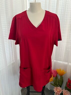 koi V-Neck Medical Scrub Top and Pant SET in Red Size L